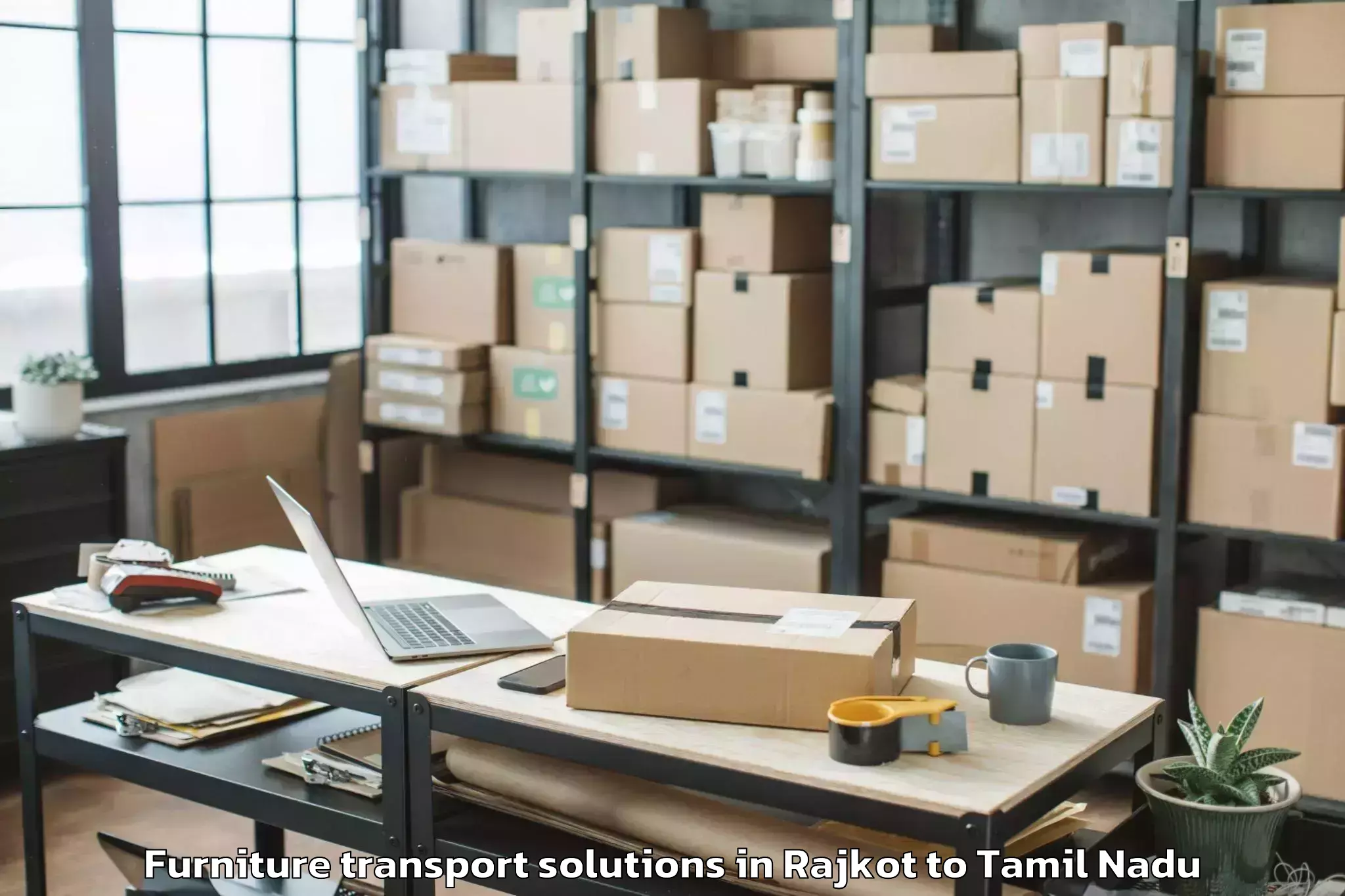 Trusted Rajkot to Koothanallur Furniture Transport Solutions